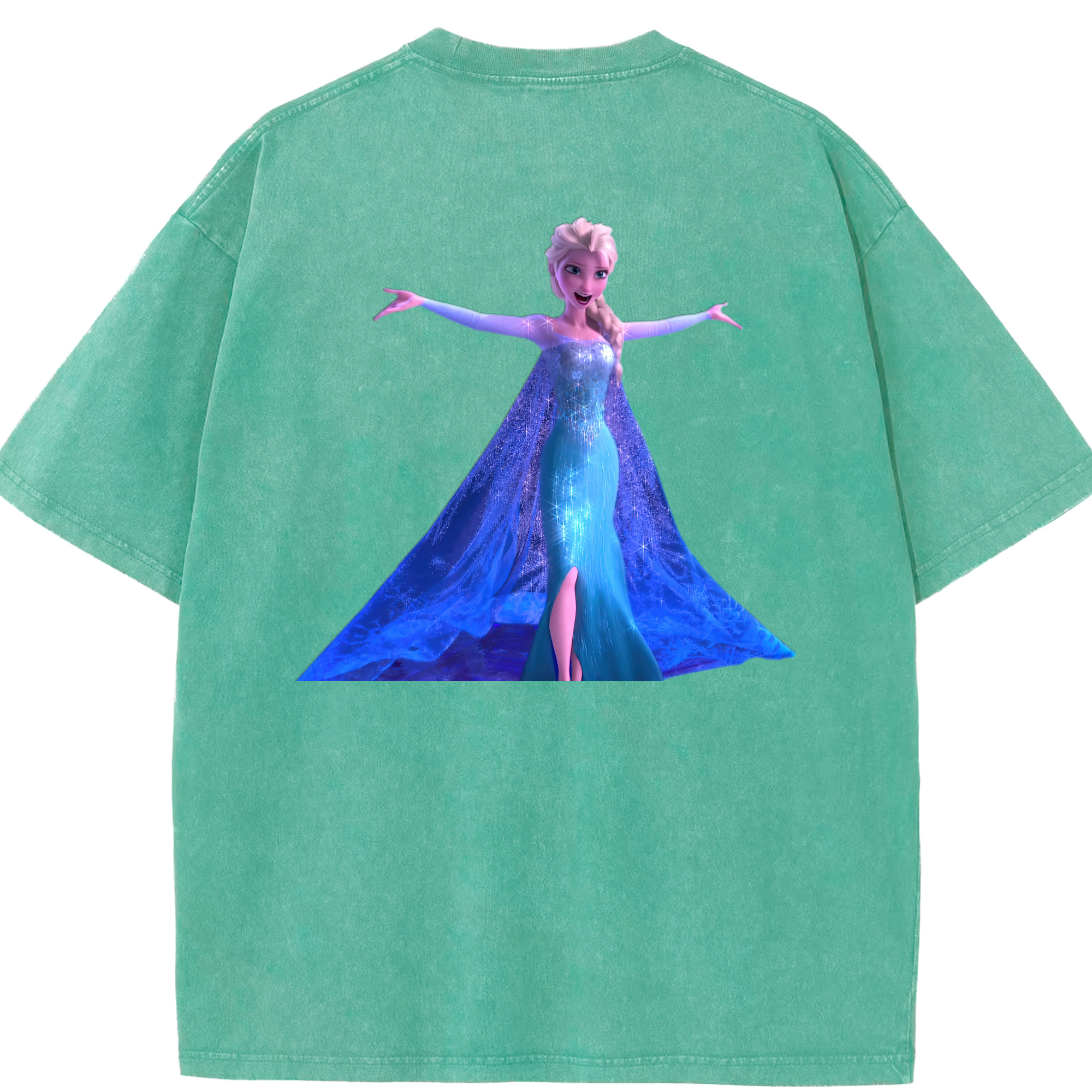 （画像用） アナと雪の女王 アンナ エルサ Frozen Anna Elsa 綿100% ヴィンテージ風 半袖Tシャツ（背面プリント）